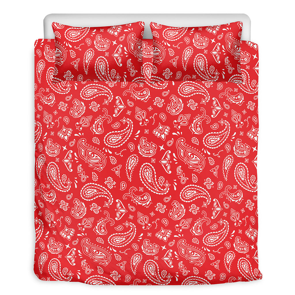 Red Paisley Bandana Pattern Print Duvet Cover Bedding Set
