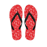 Red Paisley Bandana Pattern Print Flip Flops