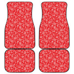 Red Paisley Bandana Pattern Print Front and Back Car Floor Mats