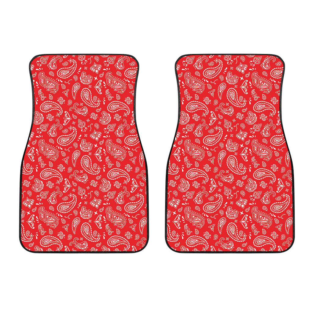 Red Paisley Bandana Pattern Print Front Car Floor Mats