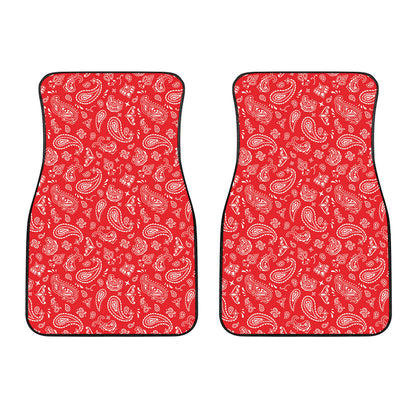 Red Paisley Bandana Pattern Print Front Car Floor Mats