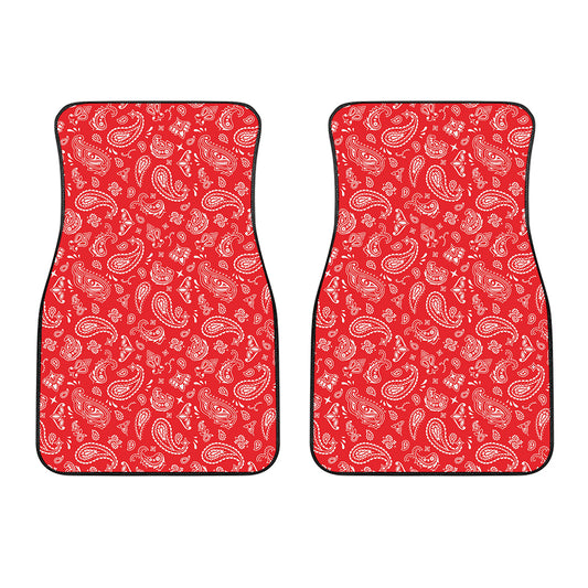 Red Paisley Bandana Pattern Print Front Car Floor Mats