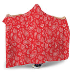 Red Paisley Bandana Pattern Print Hooded Blanket