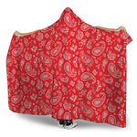 Red Paisley Bandana Pattern Print Hooded Blanket