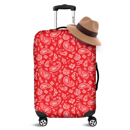 Red Paisley Bandana Pattern Print Luggage Cover