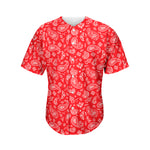 Red Paisley Bandana Pattern Print Men's Baseball Jersey