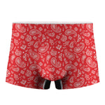 Red Paisley Bandana Pattern Print Men's Boxer Briefs