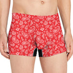 Red Paisley Bandana Pattern Print Men's Boxer Briefs