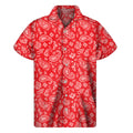 Red Paisley Bandana Pattern Print Men's Short Sleeve Shirt