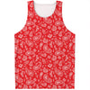 Red Paisley Bandana Pattern Print Men's Tank Top