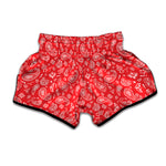 Red Paisley Bandana Pattern Print Muay Thai Boxing Shorts