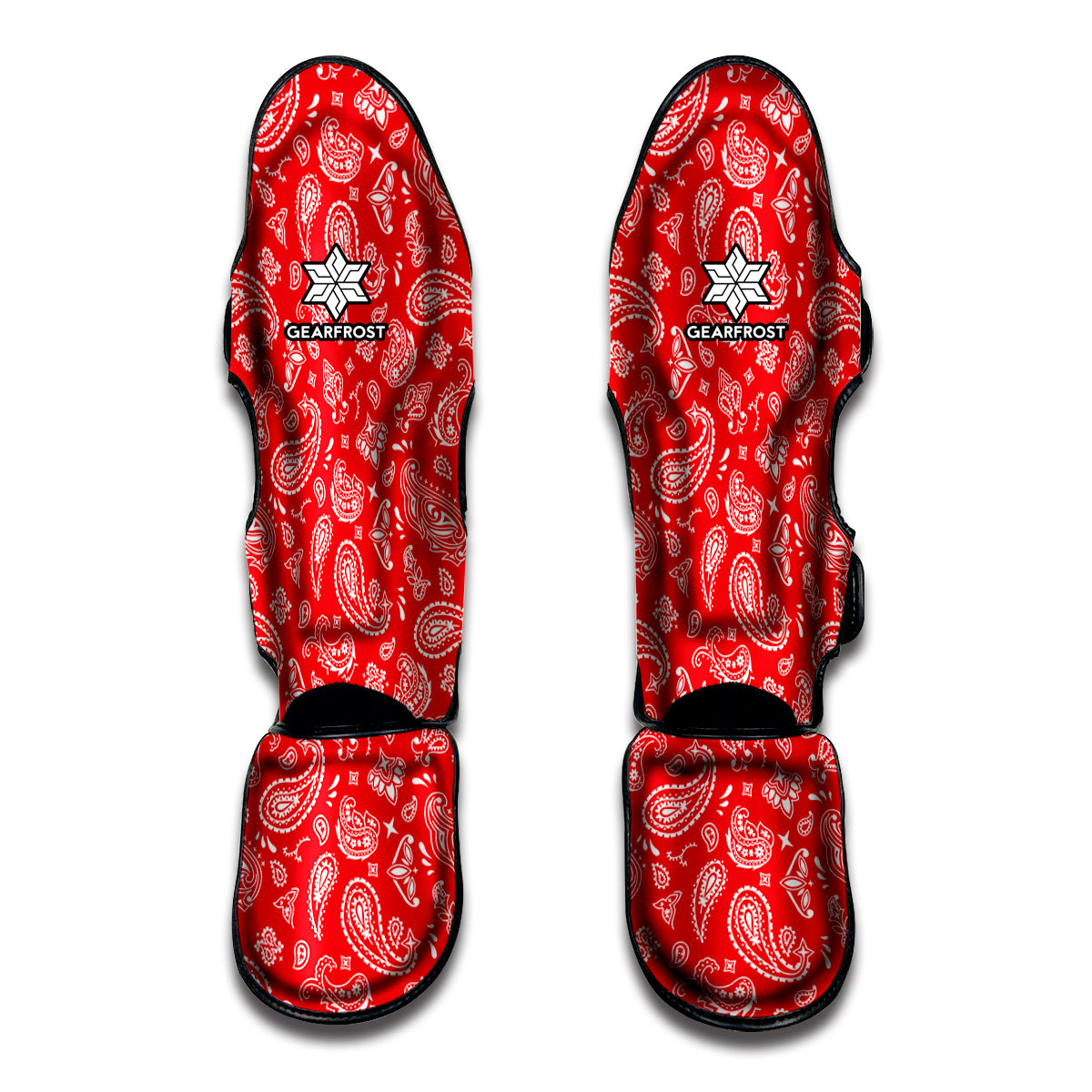 Red Paisley Bandana Pattern Print Muay Thai Shin Guard