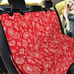 Red Paisley Bandana Pattern Print Pet Car Back Seat Cover