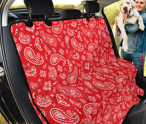 Red Paisley Bandana Pattern Print Pet Car Back Seat Cover