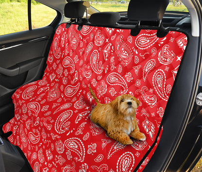 Red Paisley Bandana Pattern Print Pet Car Back Seat Cover