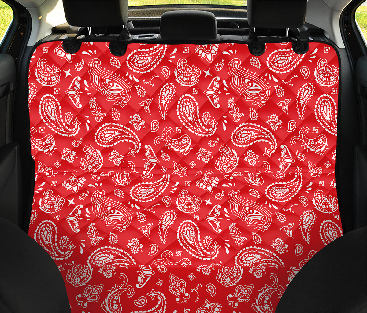 Red Paisley Bandana Pattern Print Pet Car Back Seat Cover