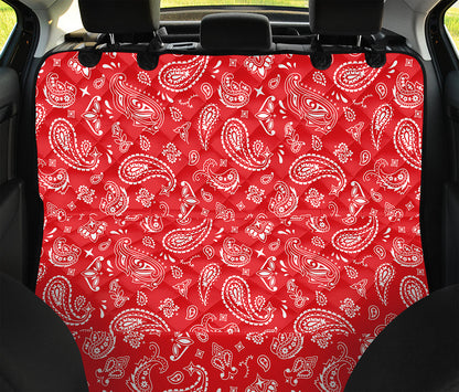 Red Paisley Bandana Pattern Print Pet Car Back Seat Cover