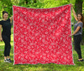 Red Paisley Bandana Pattern Print Quilt