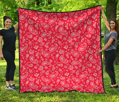 Red Paisley Bandana Pattern Print Quilt