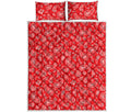 Red Paisley Bandana Pattern Print Quilt Bed Set