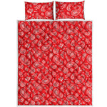 Red Paisley Bandana Pattern Print Quilt Bed Set