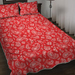 Red Paisley Bandana Pattern Print Quilt Bed Set