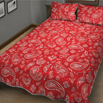 Red Paisley Bandana Pattern Print Quilt Bed Set