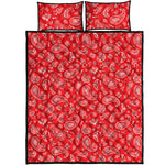 Red Paisley Bandana Pattern Print Quilt Bed Set