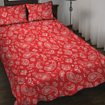 Red Paisley Bandana Pattern Print Quilt Bed Set