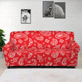 Red Paisley Bandana Pattern Print Sofa Cover