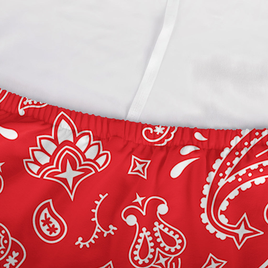 Red Paisley Bandana Pattern Print Sofa Cover