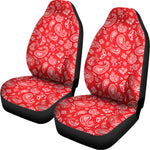 Red Paisley Bandana Pattern Print Universal Fit Car Seat Covers