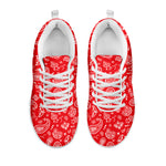 Red Paisley Bandana Pattern Print White Sneakers