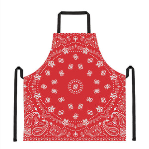 Red Paisley Bandana Print Apron