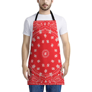 Red Paisley Bandana Print Apron