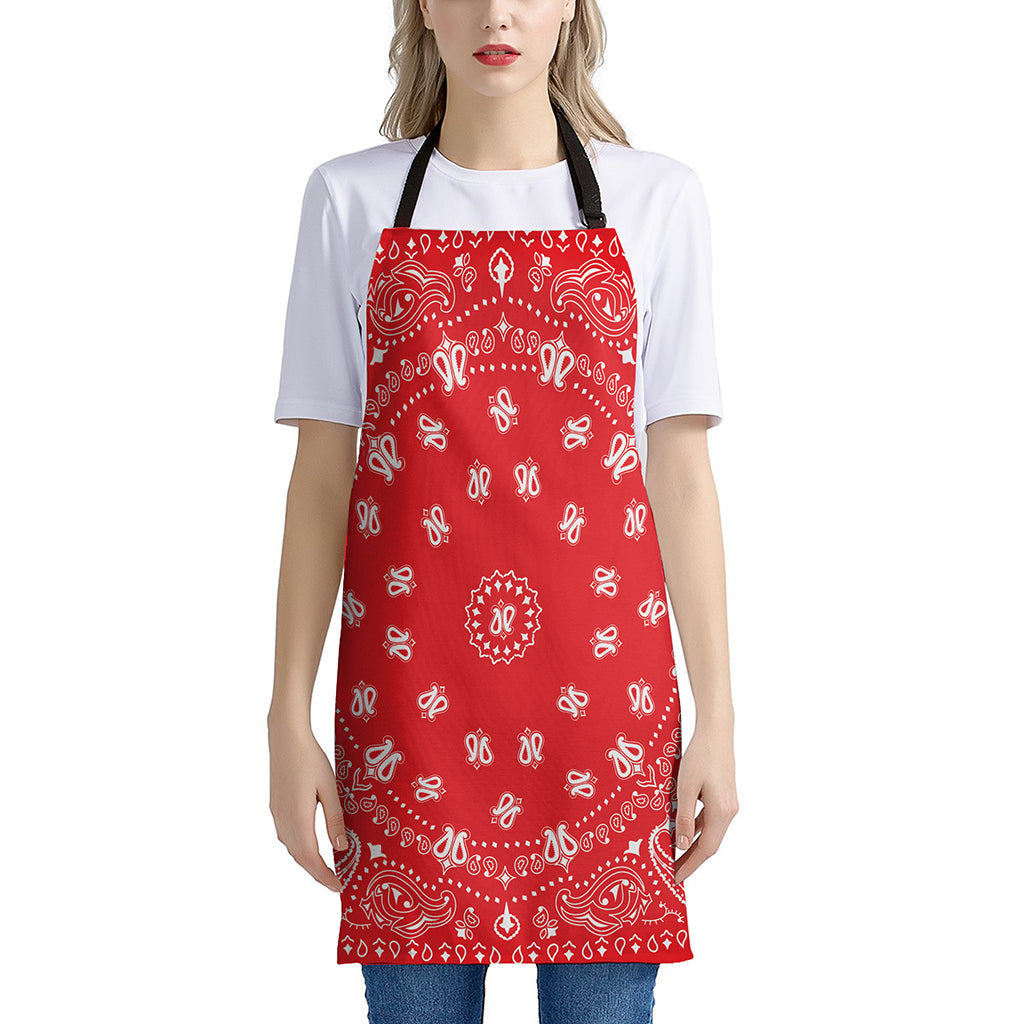 Red Paisley Bandana Print Apron