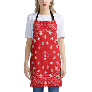 Red Paisley Bandana Print Apron