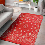 Red Paisley Bandana Print Area Rug