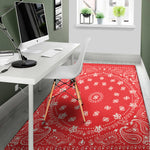 Red Paisley Bandana Print Area Rug