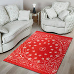 Red Paisley Bandana Print Area Rug
