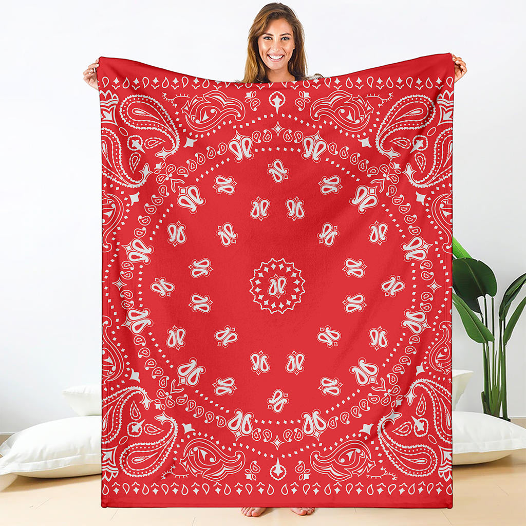Red Paisley Bandana Print Blanket