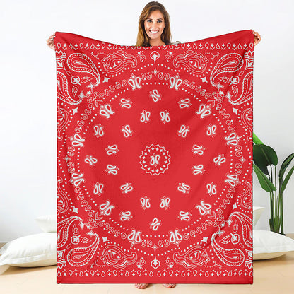 Red Paisley Bandana Print Blanket