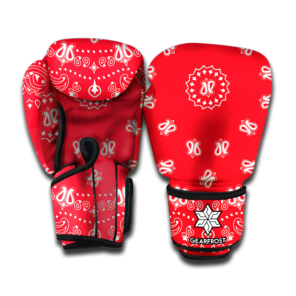 Red Paisley Bandana Print Boxing Gloves