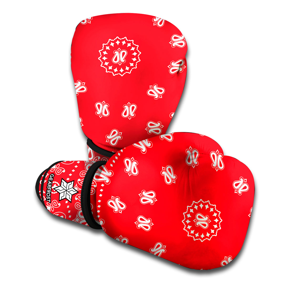 Red Paisley Bandana Print Boxing Gloves