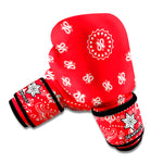 Red Paisley Bandana Print Boxing Gloves