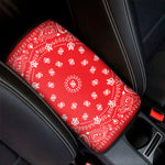 Red Paisley Bandana Print Car Center Console Cover