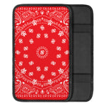 Red Paisley Bandana Print Car Center Console Cover
