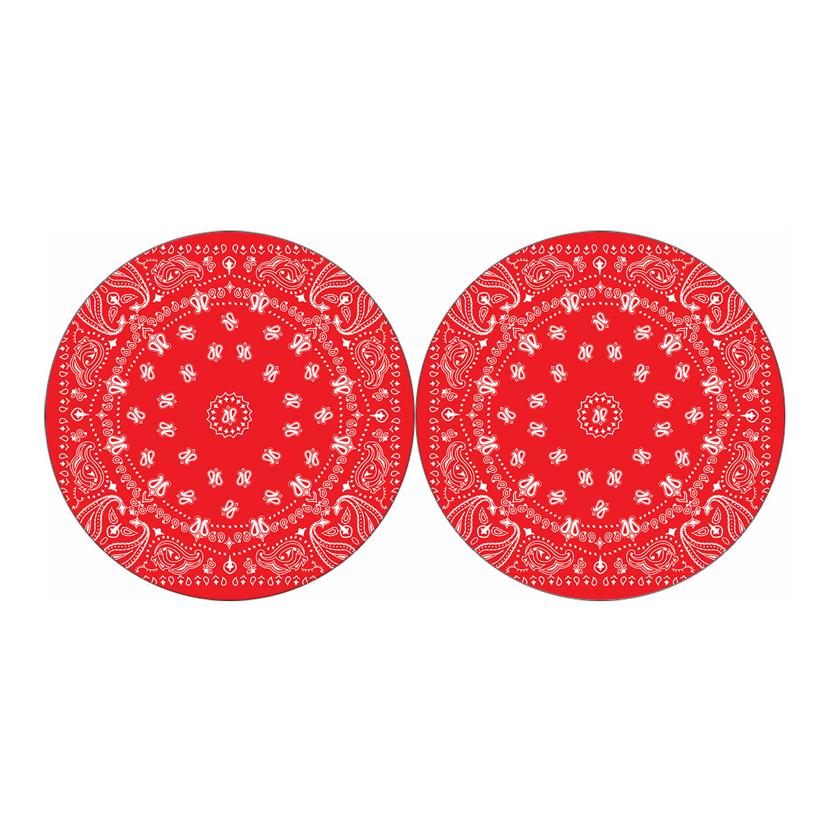 Red Paisley Bandana Print Car Coasters