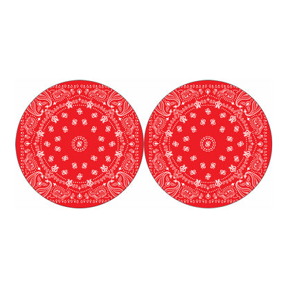 Red Paisley Bandana Print Car Coasters