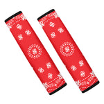 Red Paisley Bandana Print Car Seat Belt Covers
